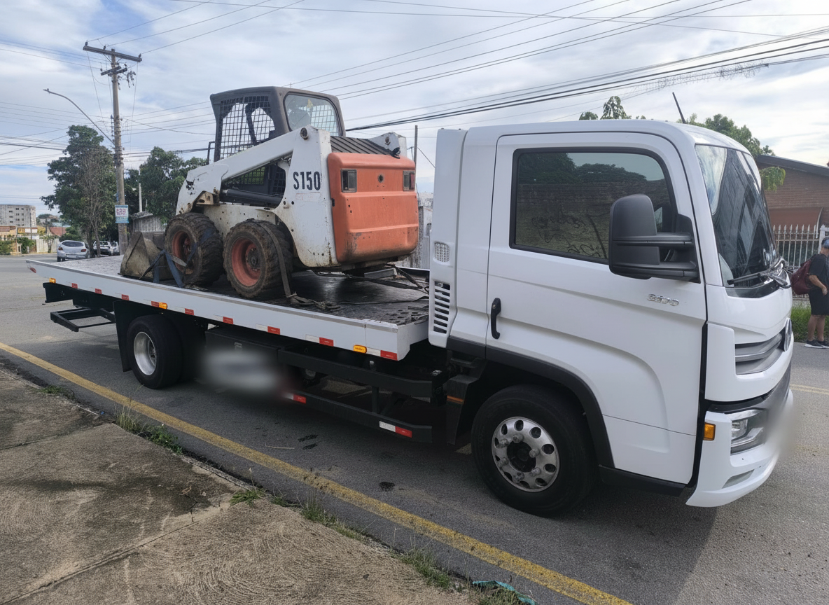 Guincho transportando mini carregadeira Bobcat em Campinas