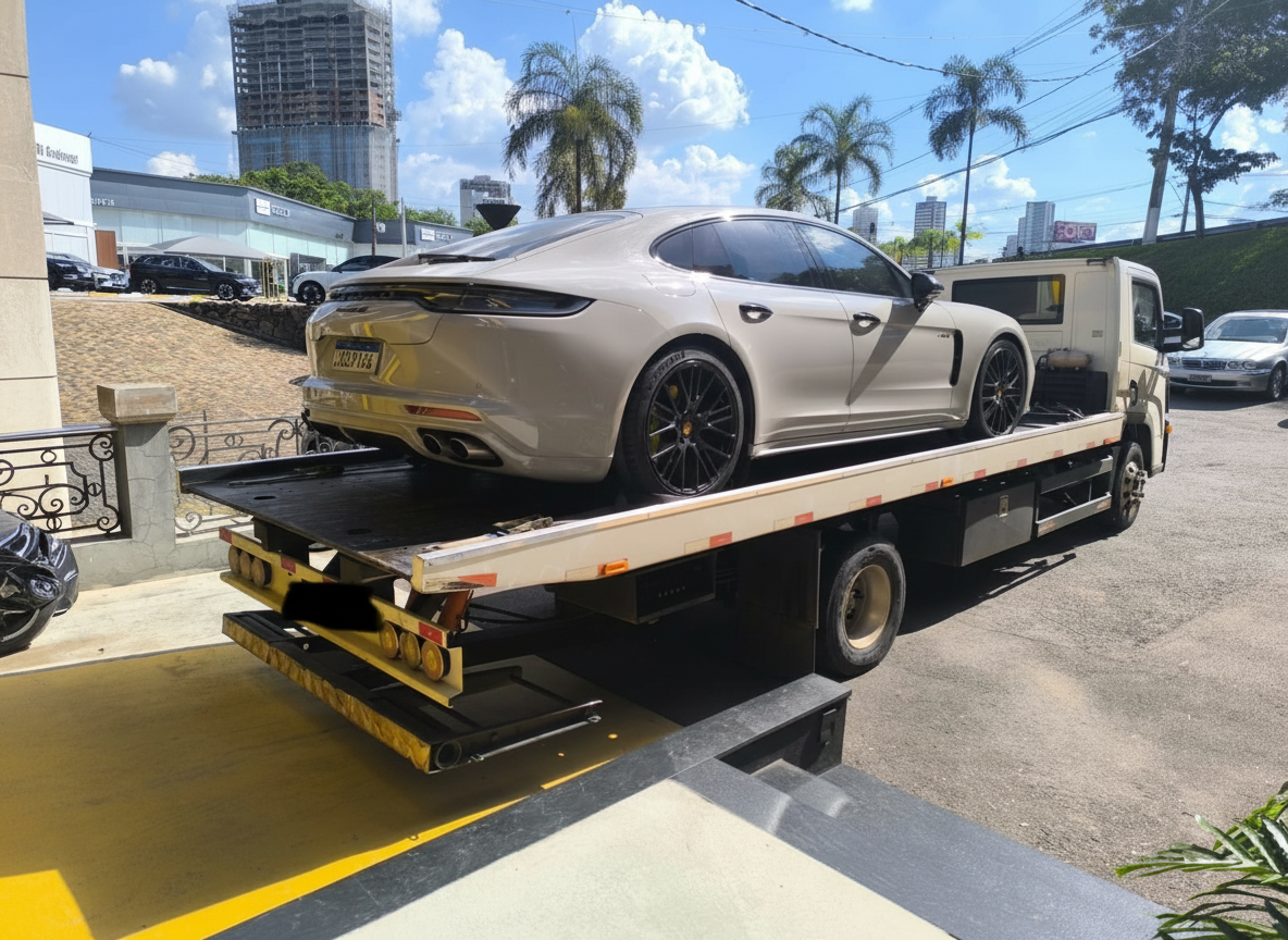 Guincho plataforma com Porsche Panamera em Campinas