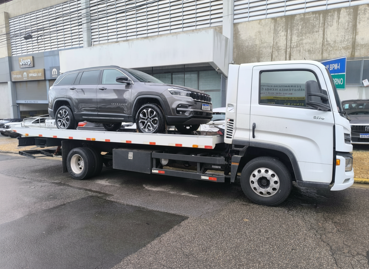 Guincho com Jeep Commander na concessionária